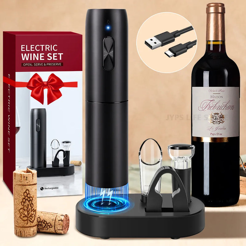 Conjunto abridor de vinho elétrico